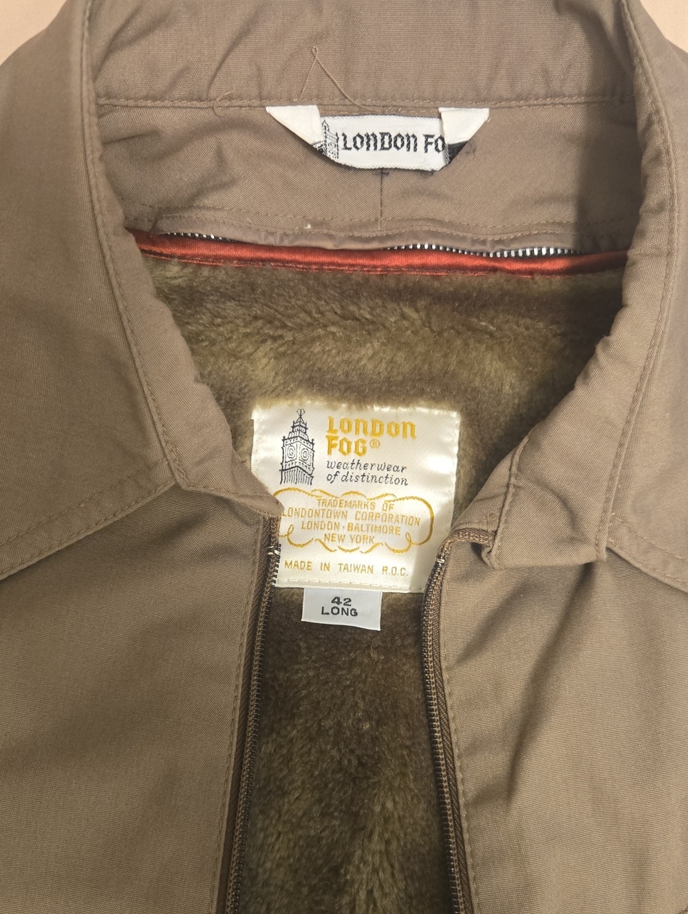 London Fog Men's Tan Zip-Front Shirt Jacket with Faux Fur Lining